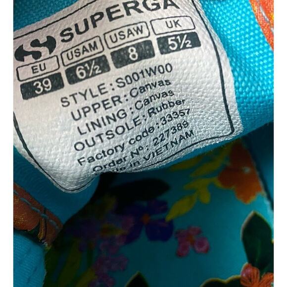 Superga 2750 Blue With Floral Pattern Women’s Shoes Size 8 - Picture 5 of 9